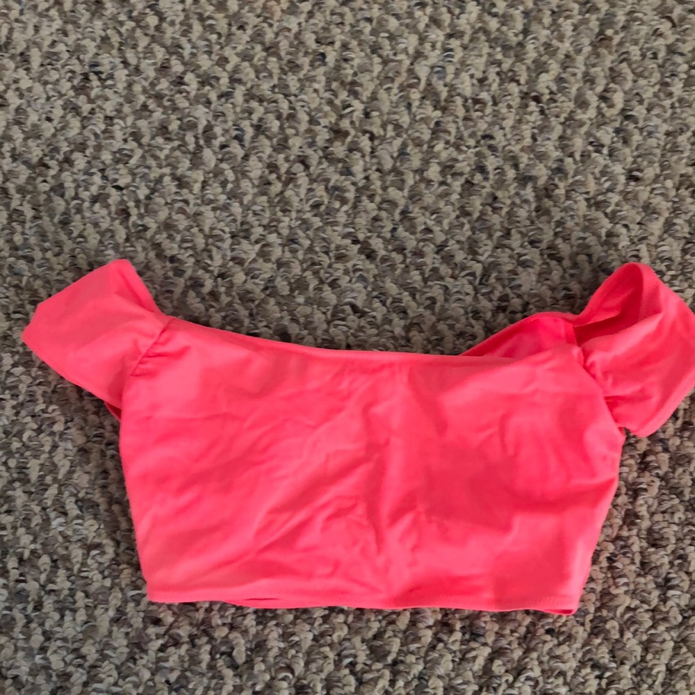 Victoria’s Secret - Cap-Sleeve Cropped Swimsuit Top - Bright Pink/Orange